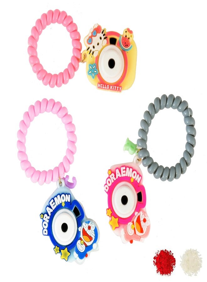 brown leaf Pack Of 3 Beautiful Design Kids Rakhi Bracelets Set With Cartoon Watch For Little Brother Sister Rakshabandhan favor (Design 1) - Image 5